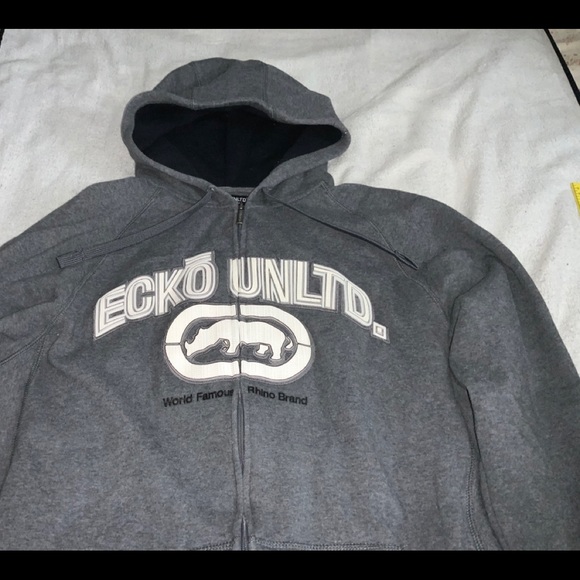 ECKO UNLTD. Fleece Jacket Gray Used Mens L Loose